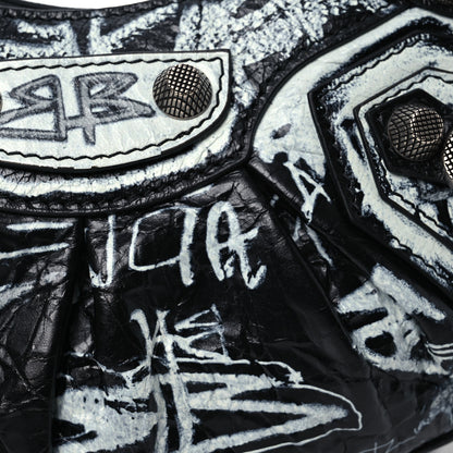 Balenciaga Agneau Arena Graffiti Le Cagole Shoulder Bag XS White Black 8 of 10
