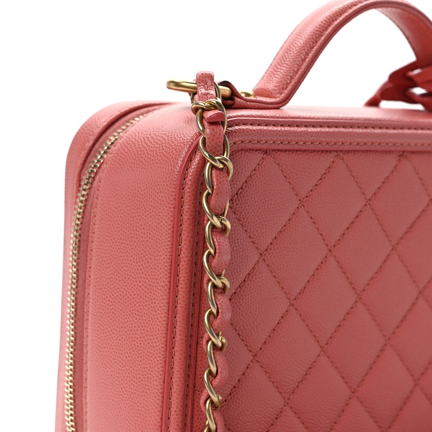 Caviar Quilted Medium CC Filigree Vanity Case Pink