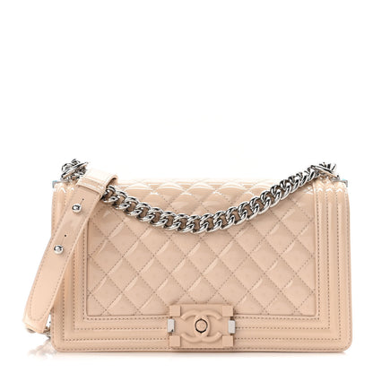 Chanel Patent CalfskinMedi um Boy Flap Plexiglass Beige 1 of 9