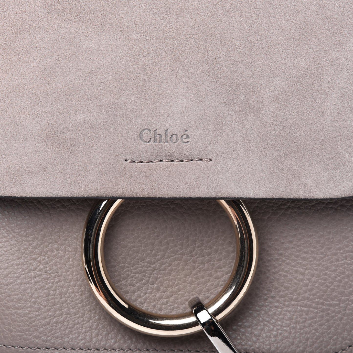 Suede Calfskin Small Faye Backpack Motty Grey