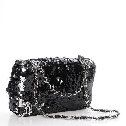 Chanel Sequin Summer Night Flap Black Silver 4 of 8