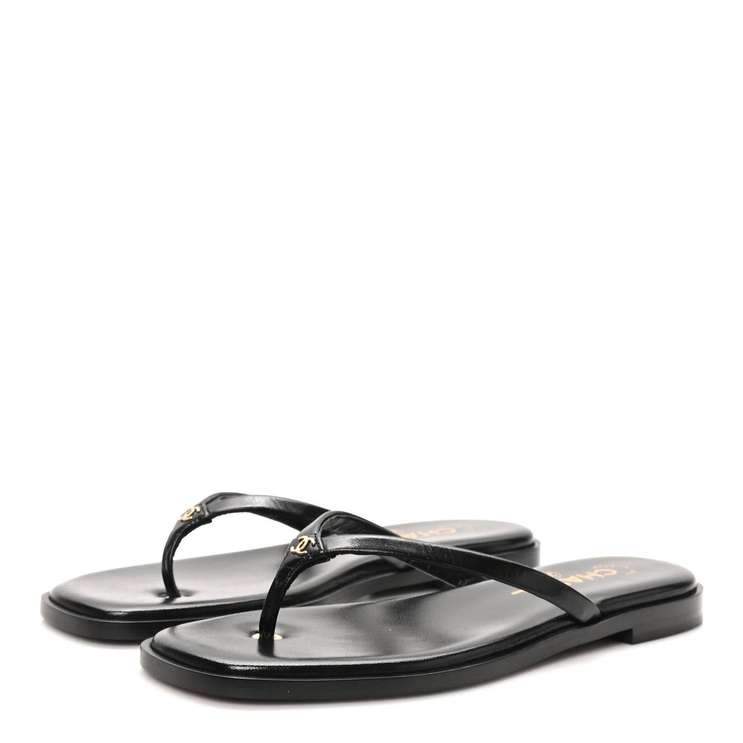 Goatskin CC Times Square Thong Sandals 37 Black