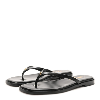 Chanel Goatskin CC Times Square Thong Sandals 37 Black 4 of 10