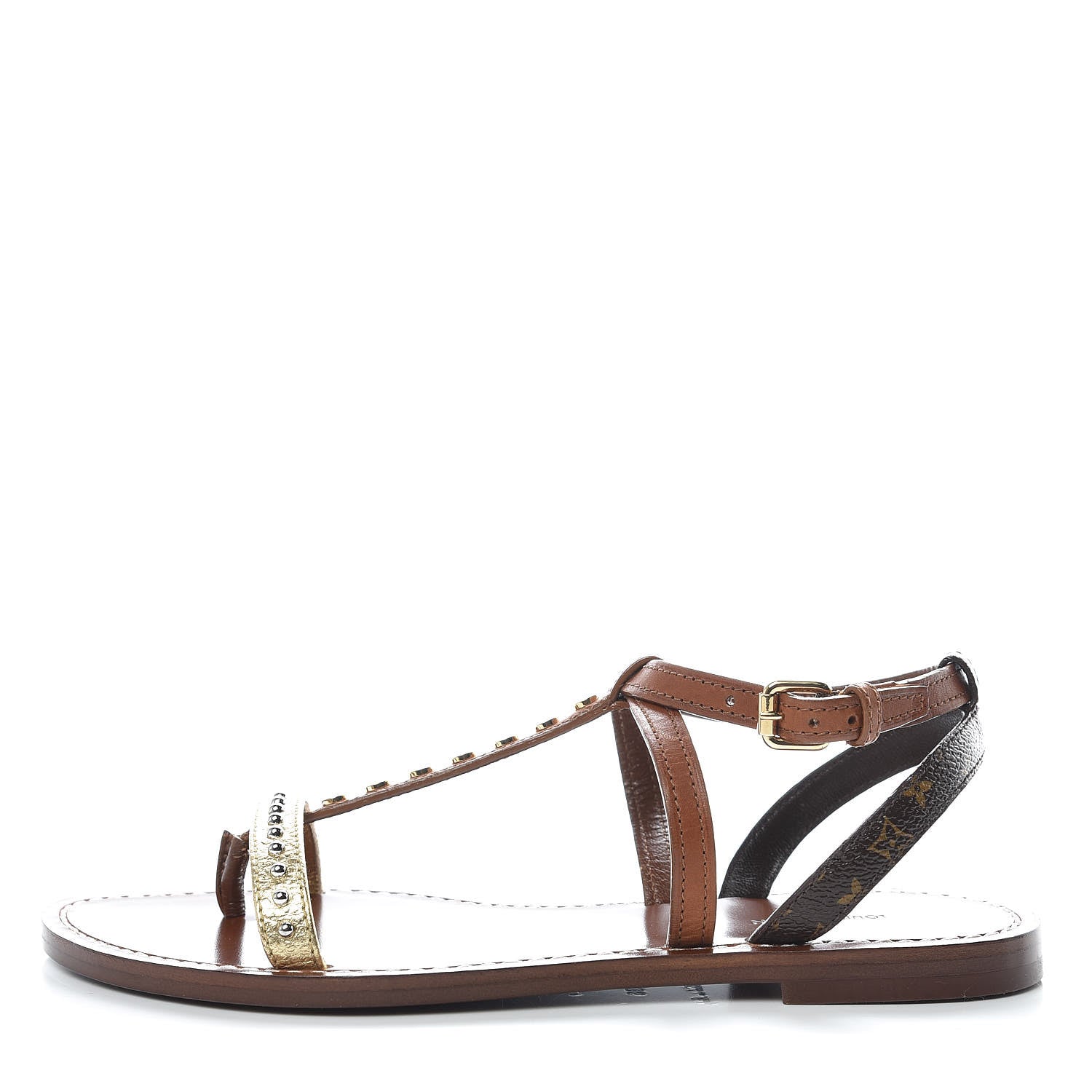 Louis Vuitton Monogram Wayside Flat Sandals 36 Gold 1 of 7