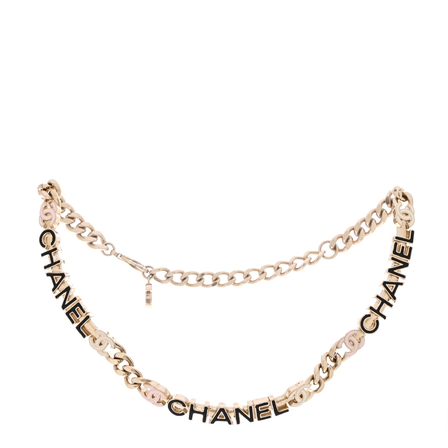 Enamel Metal Logo Choker Necklace Gold White Black Pink