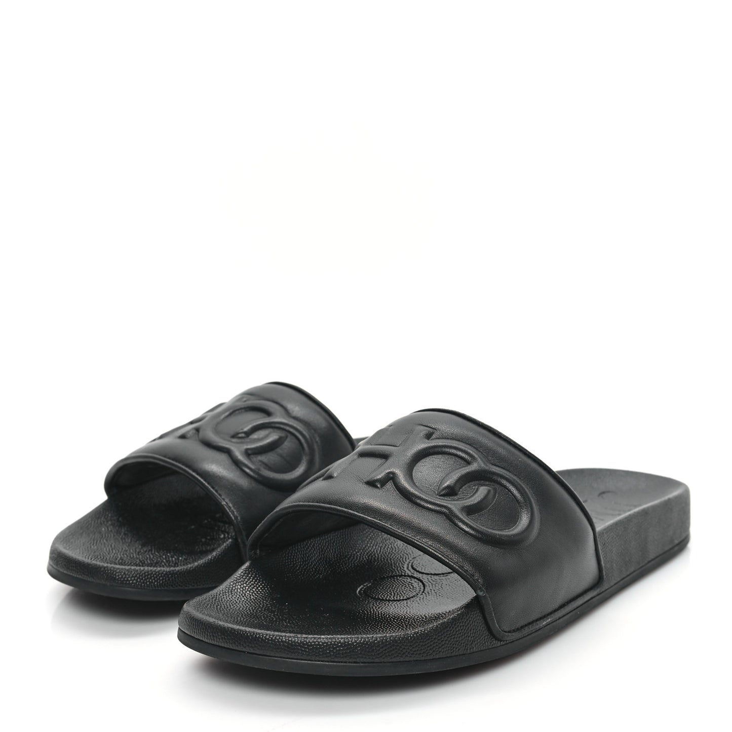Nappa Embossed Logo Azari Slide Sandals 40 Black