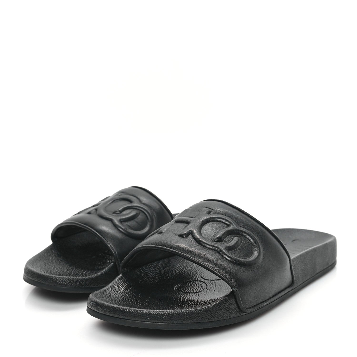 Jimmy Choo Nappa Embossed Logo Azari Slide Sandals 40 Black 4 of 10