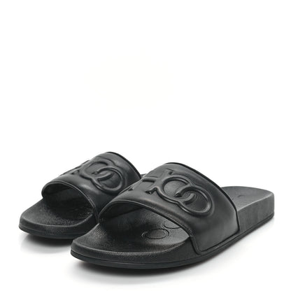 Jimmy Choo Nappa Embossed Logo Azari Slide Sandals 40 Black 4 of 10