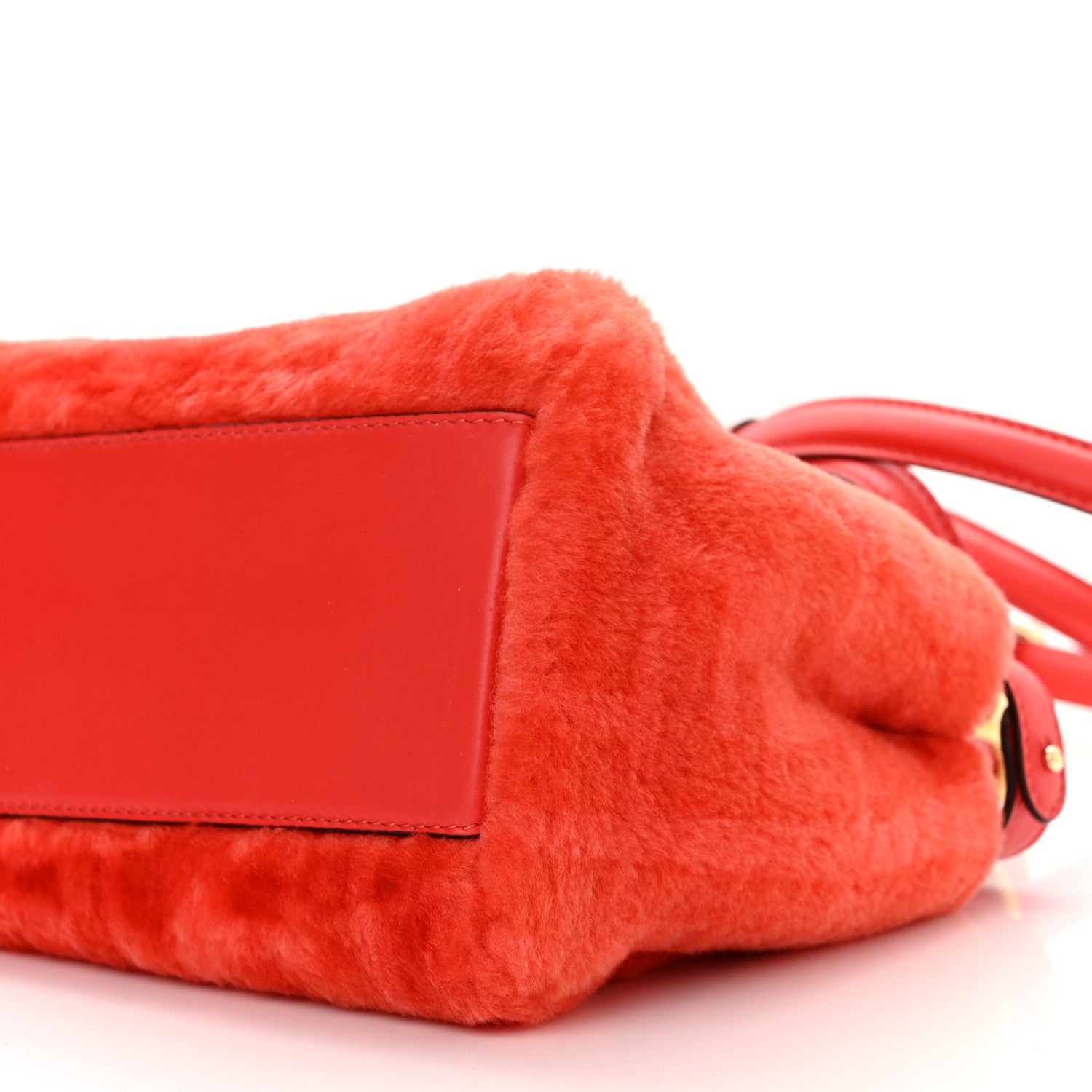 Fendi Shearling Nappa Macro FF 1974 Mini Peekaboo Iconic Satchel Tulipano Georgia Poppy 10 of 10
