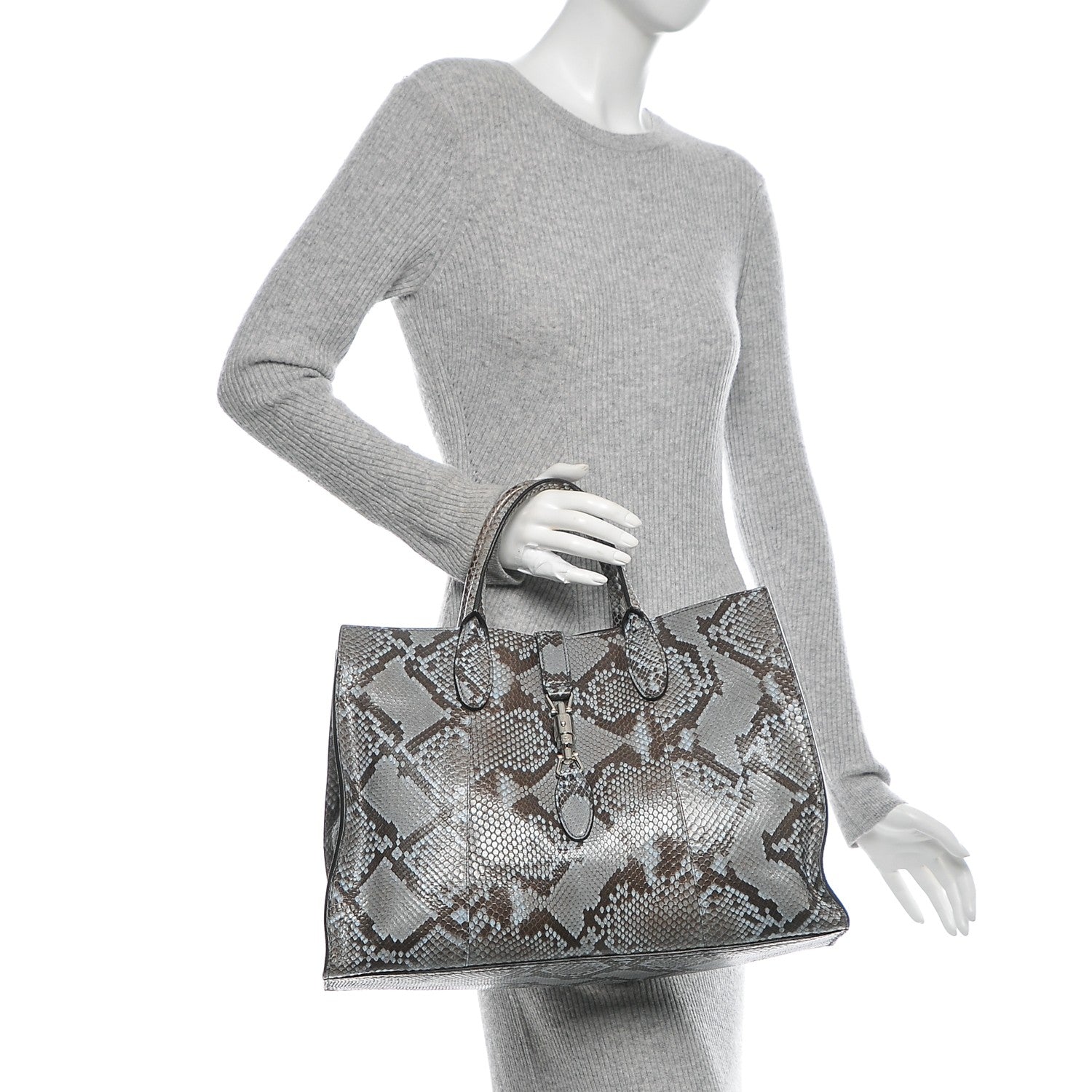 Gucci Python Medium Jackie Top Handle Bag Aquamarine 2 of 9