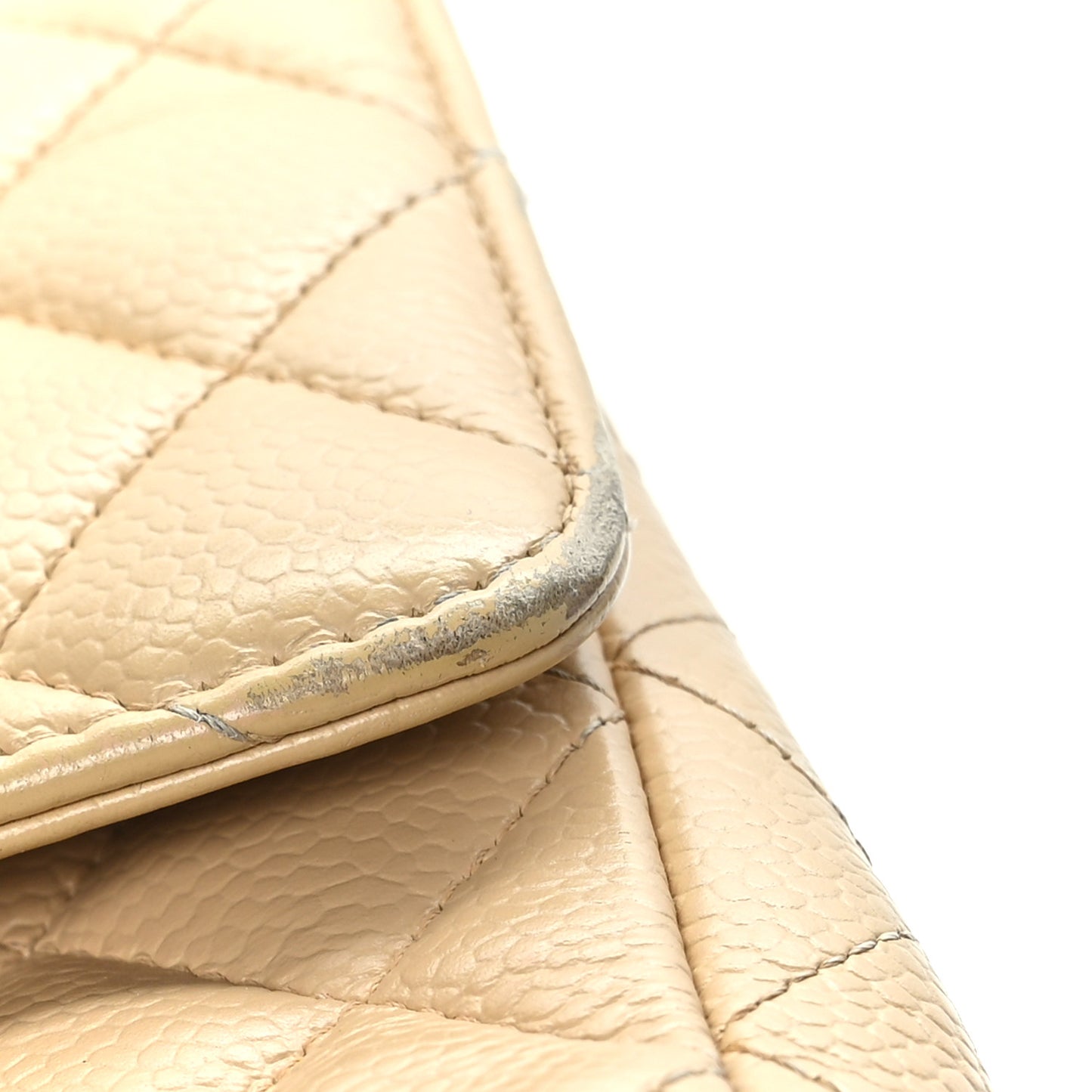 Caviar Quilted Medium Double Flap Beige