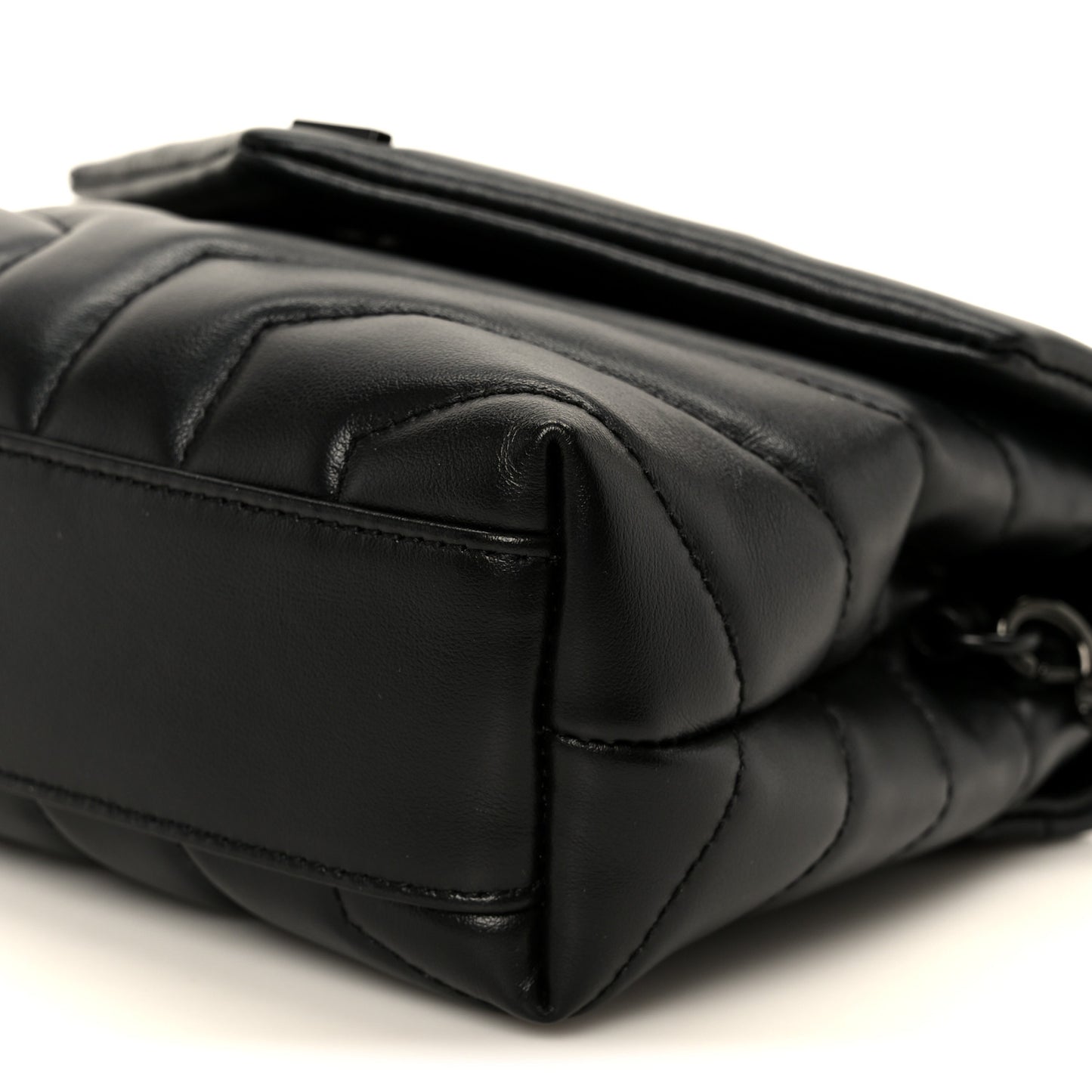 Calfskin Y Quilted Monogram Monochrome Toy Loulou Crossbody Bag Black