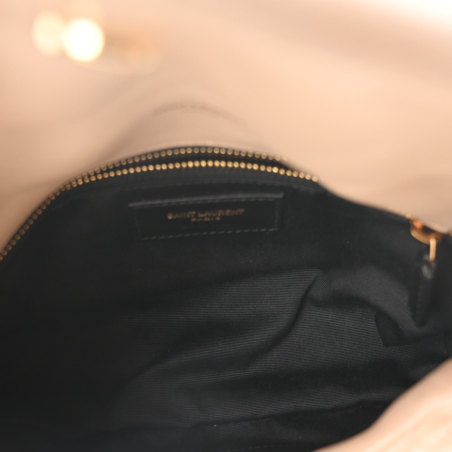 Saint Laurent Lambskin Quilted Toy Loulou Puffer Monogram Chain Satchel Dark Beige 5 of 11