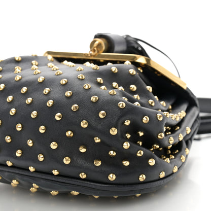 Alexander McQueen Nappa Studded Skull Box Chain Clutch Black Gold 8 of 13