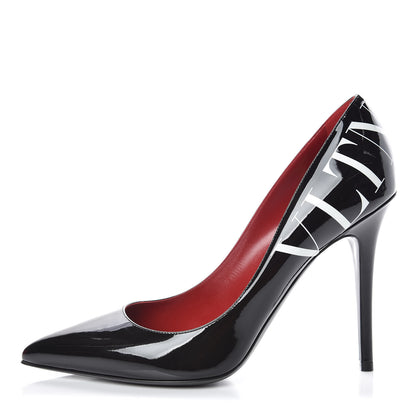 Valentino Garavani Patent VLTN 105mm Pumps 40 Black White 1 of 10