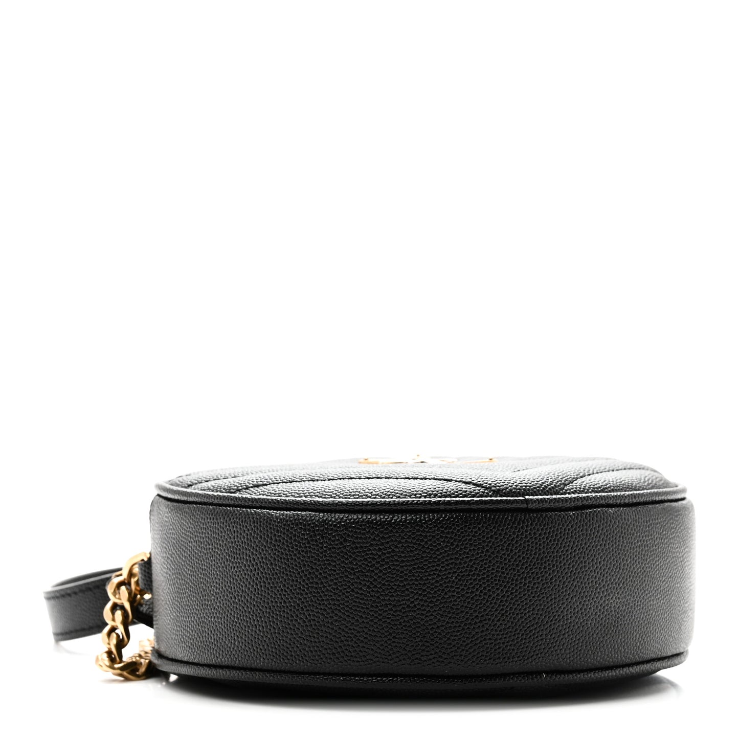 Grain De Poudre Matelasse Chevron Quilted Round Vinyle Camera Bag Black