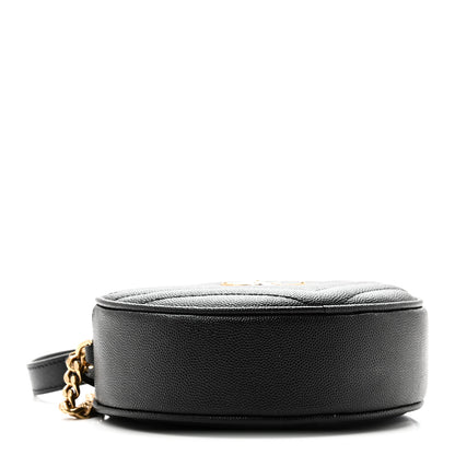 Saint Laurent Grain De Poudre Matelasse Chevron Quilted Round Vinyle Camera Bag Black 4 of 9