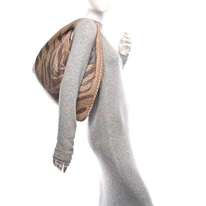 Bottega Veneta Nappa Snakeskin Intrecciato Large Veneta Tiger Print Hobo Maple 2 of 9