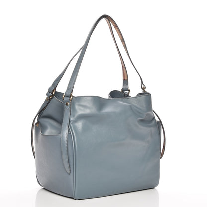 Burberry Calfskin Haymarket Check Small Canterbury Tote Slate Blue 3 of 7