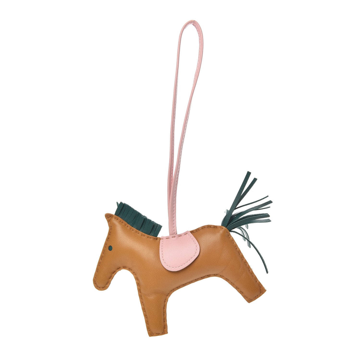 Milo Lambskin Grigri Rodeo Horse Bag Charm MM Sesame Malachite Rose Sakura