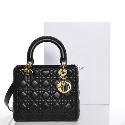 Christian Dior Lambskin Cannage Medium Lady Dior Black 15 of 15