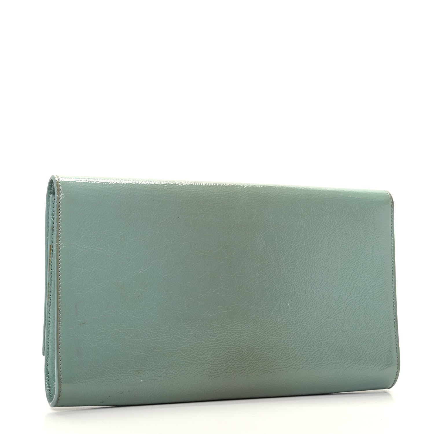 Saint Laurent Textured Patent Large Belle De Jour Clutch Light Blue 3 of 9