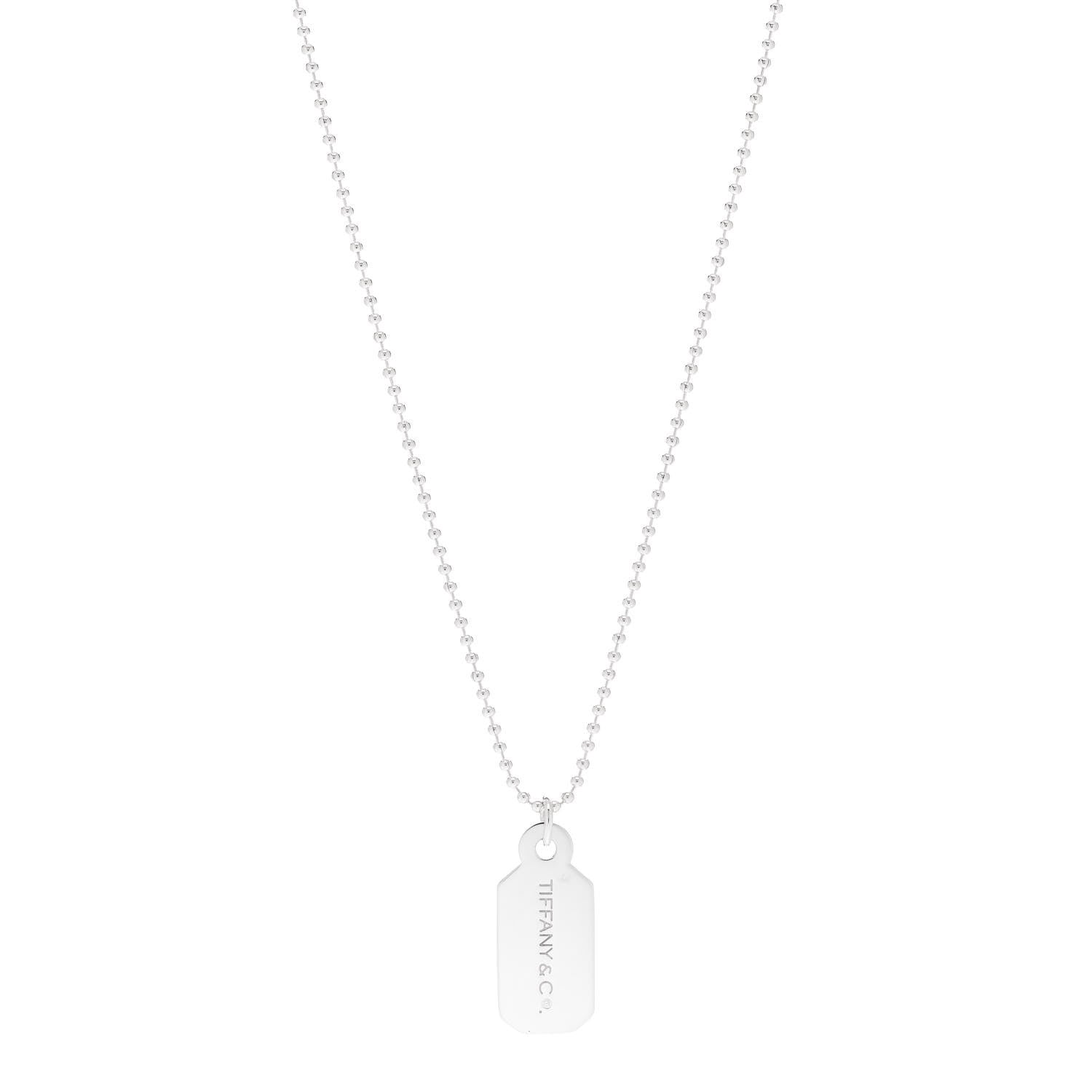 Tiffany Sterling Silver Diamond Price Tag Pendant Necklace 1 of 5