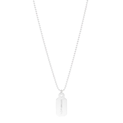Tiffany Sterling Silver Diamond Price Tag Pendant Necklace 1 of 5