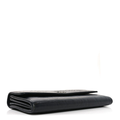 Chanel Lambskin Embossed Camellia Large Gusset Flap Wallet Black 4 of 10