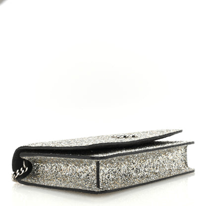 Jimmy Choo Glitter Palace Wallet On Chain Platinum 4 of 9