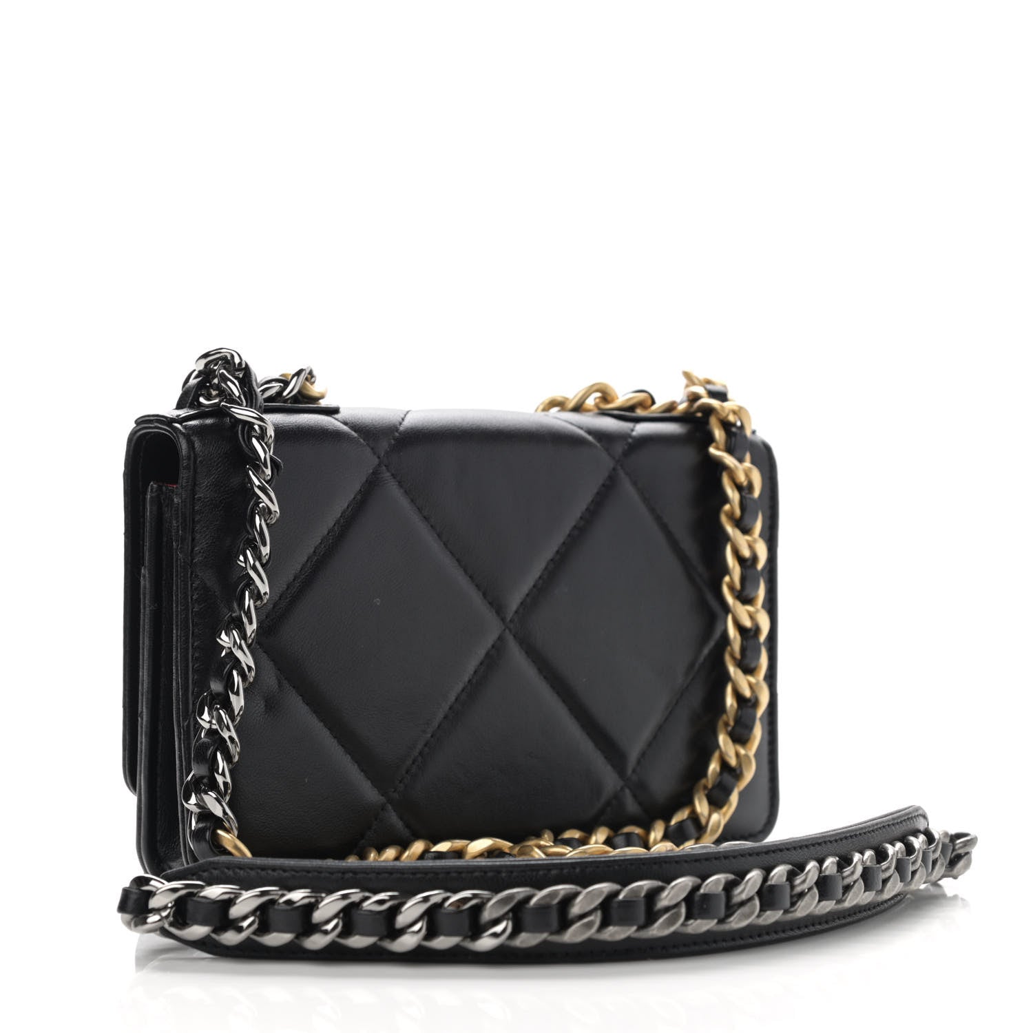 Chanel Lambskin Quilted Chanel 19 Wallet On Chain WOC Black 3 of 17