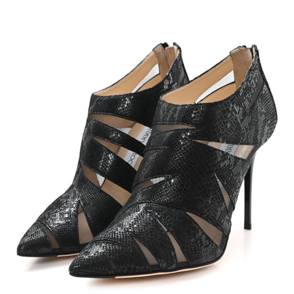 Jimmy Choo Suede Snake Embossed Mesh Wister Ankle Booties 40.5 Black 4 of 9