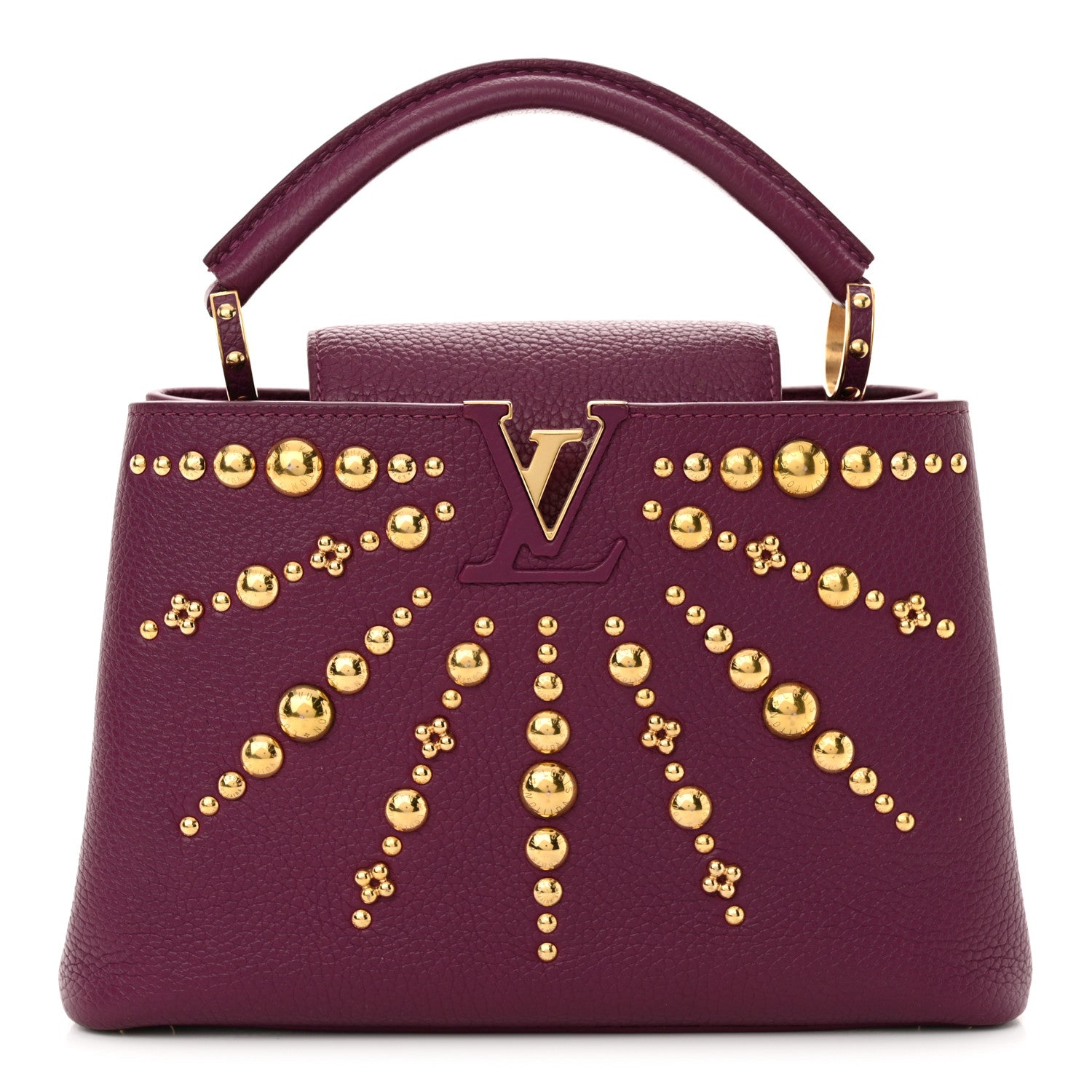 Louis Vuitton Taurillon Studded Sol Capucines BB Magenta 1 of 12