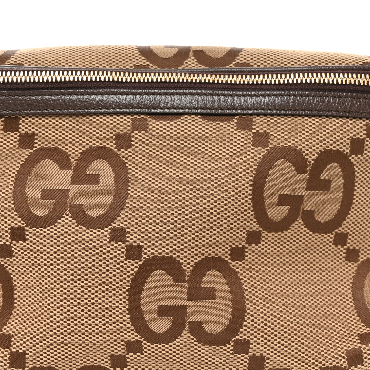 Gucci Monogram Jumbo GG Textured Dollar Calfskin Web Belt Bag