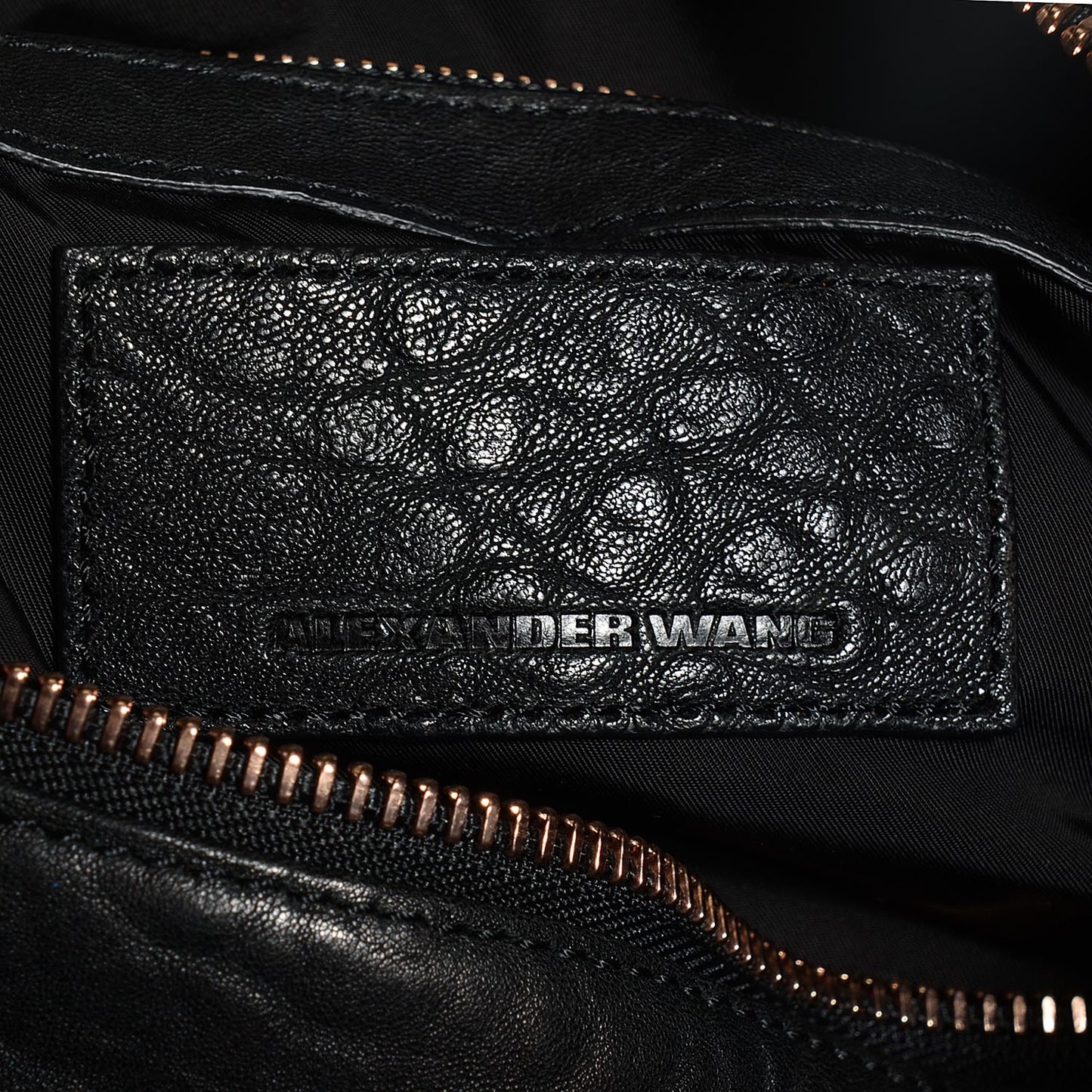 Pebbled Lambskin Rocco Black Rose Gold Hardware