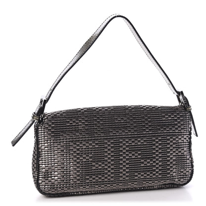 Fendi Metallic Lambskin Woven Baguette Light Grey 2 of 12