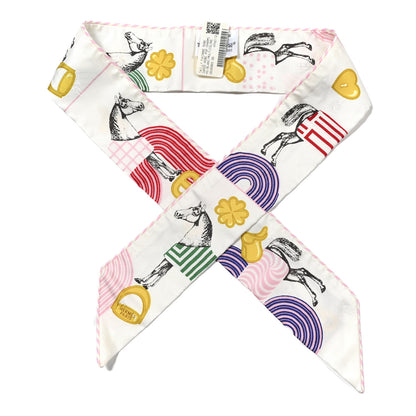Hermes Silk Garde Robe Pop Charms Twilly White Multicolor 1 of 4