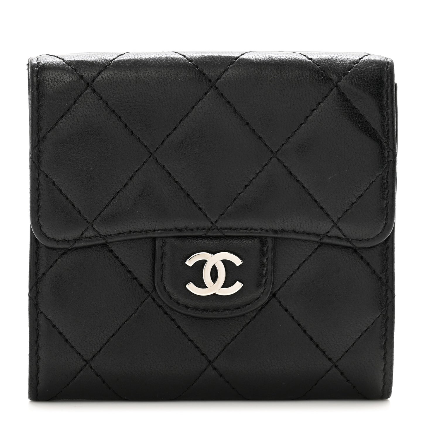 Lambskin Quilted Double Sided Wallet Black