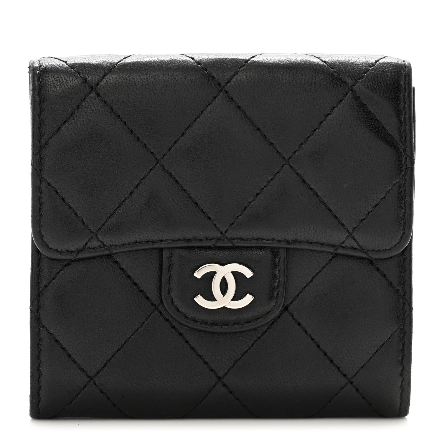Chanel Lambskin Quilted Double Sided Wallet Black 1 of 13