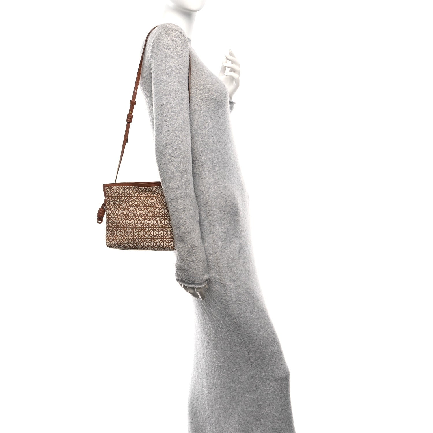 Loewe Jacquard Anagram Calfskin Mini Flamenco Knot Clutch Tan Pecan 2 of 8