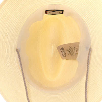 Gucci Raffia Bamboo GG Fedora Hat M White 7 of 9