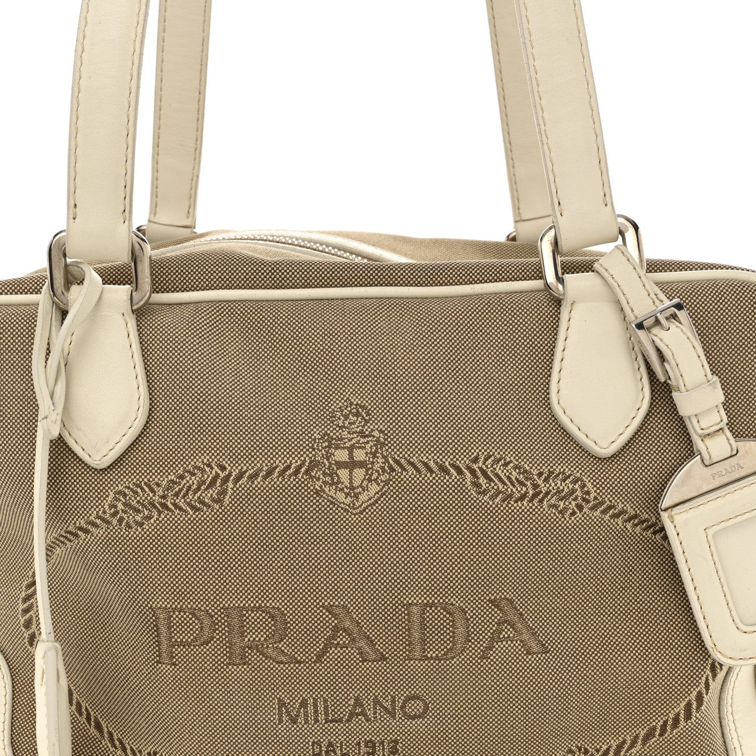 Prada Jacquard Logo Handbag Corda White 8 of 12
