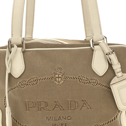 Prada Jacquard Logo Handbag Corda White 8 of 12