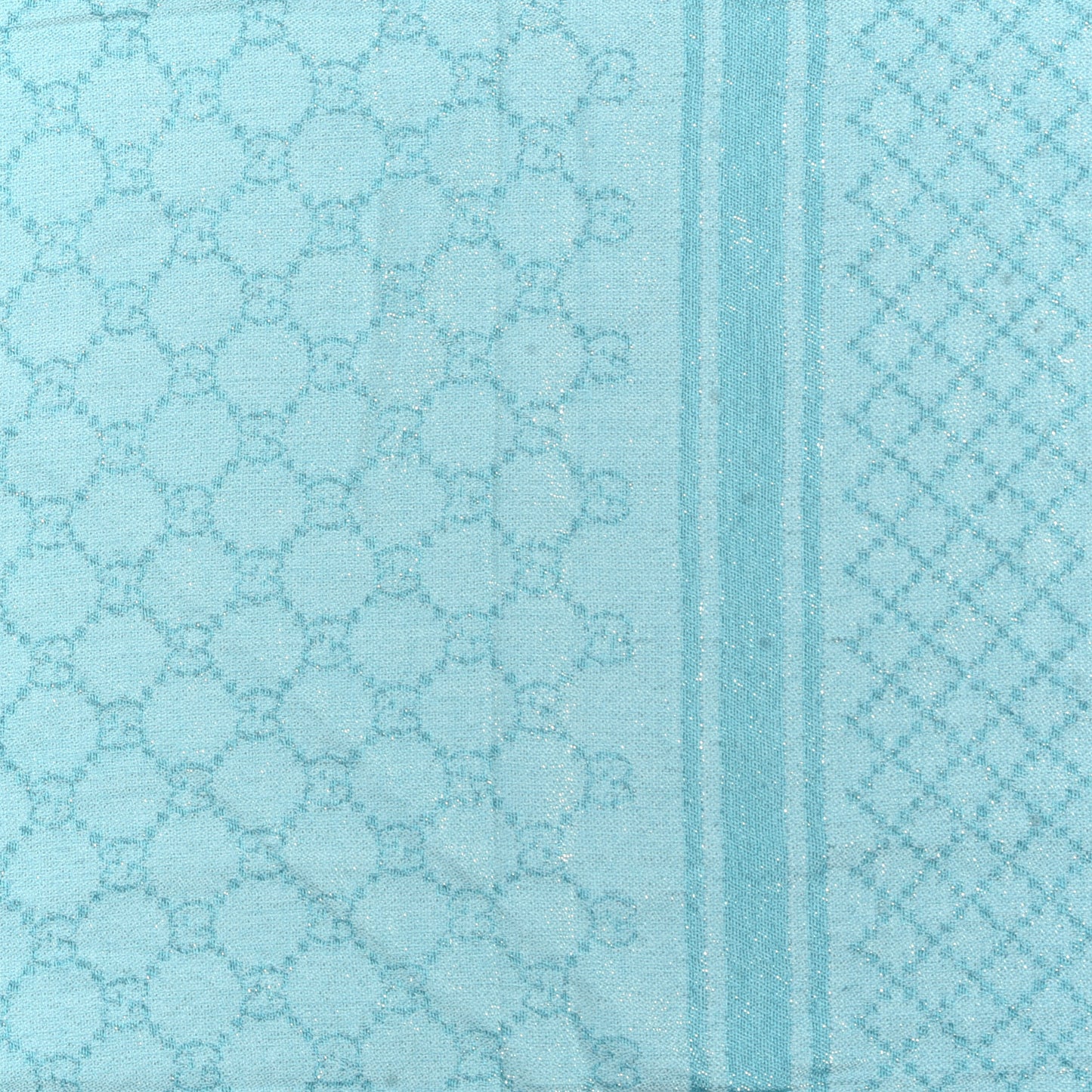 Wool Silk Monogram Diamanti Fringe Shawl Aquamarine