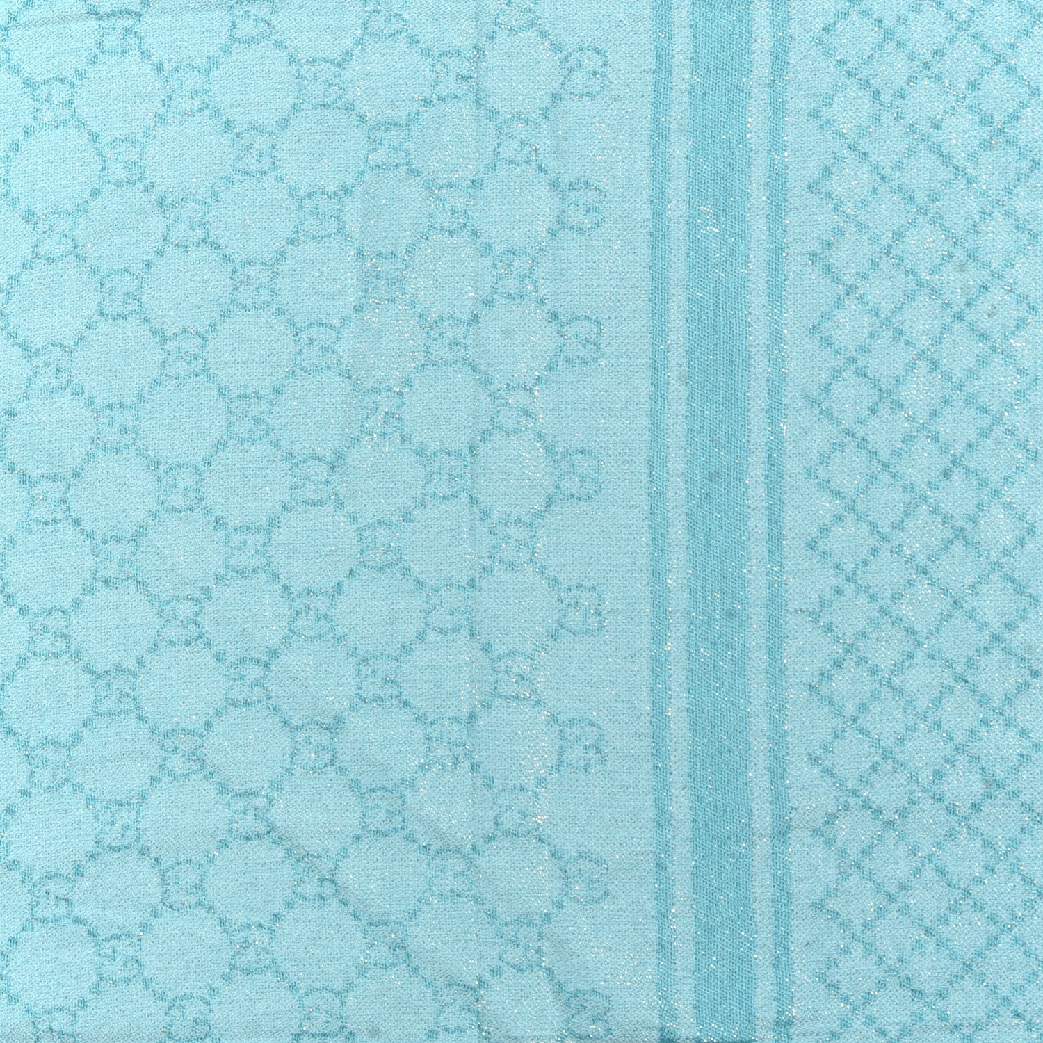 Gucci Wool Silk Monogram Diamanti Fringe Shawl Aquamarine 2 of 4