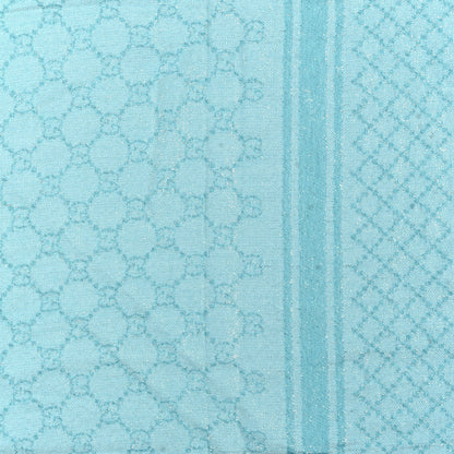 Gucci Wool Silk Monogram Diamanti Fringe Shawl Aquamarine 2 of 4