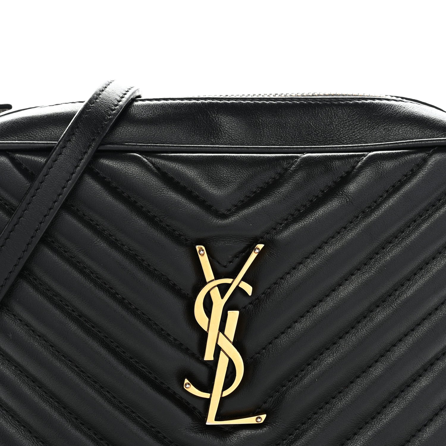 Saint Laurent Calfskin Matelasse Monogram Lou Camera Bag Black 8 of 13
