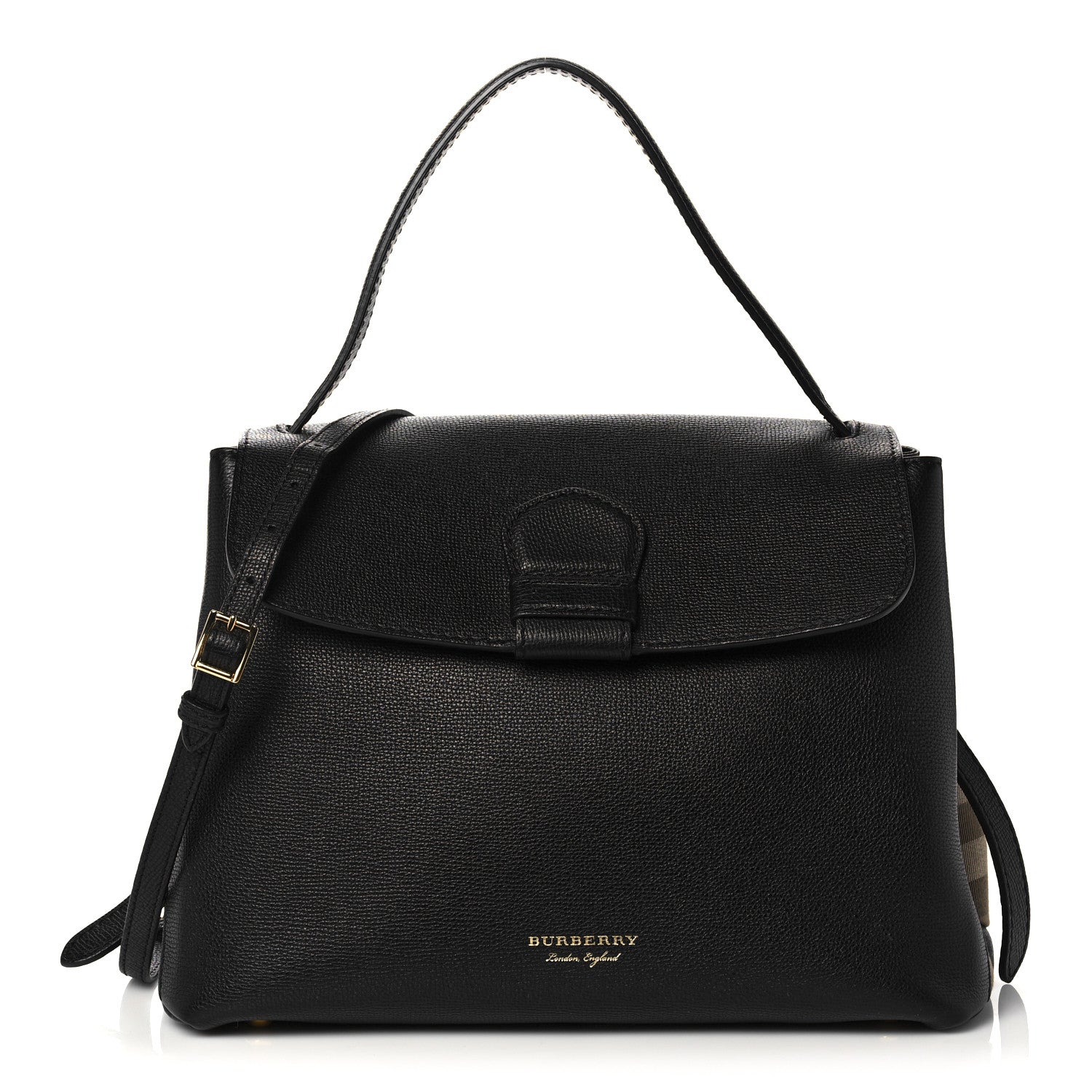 Burberry Derby Calfskin House Check Medium Camberley Black 1 of 13