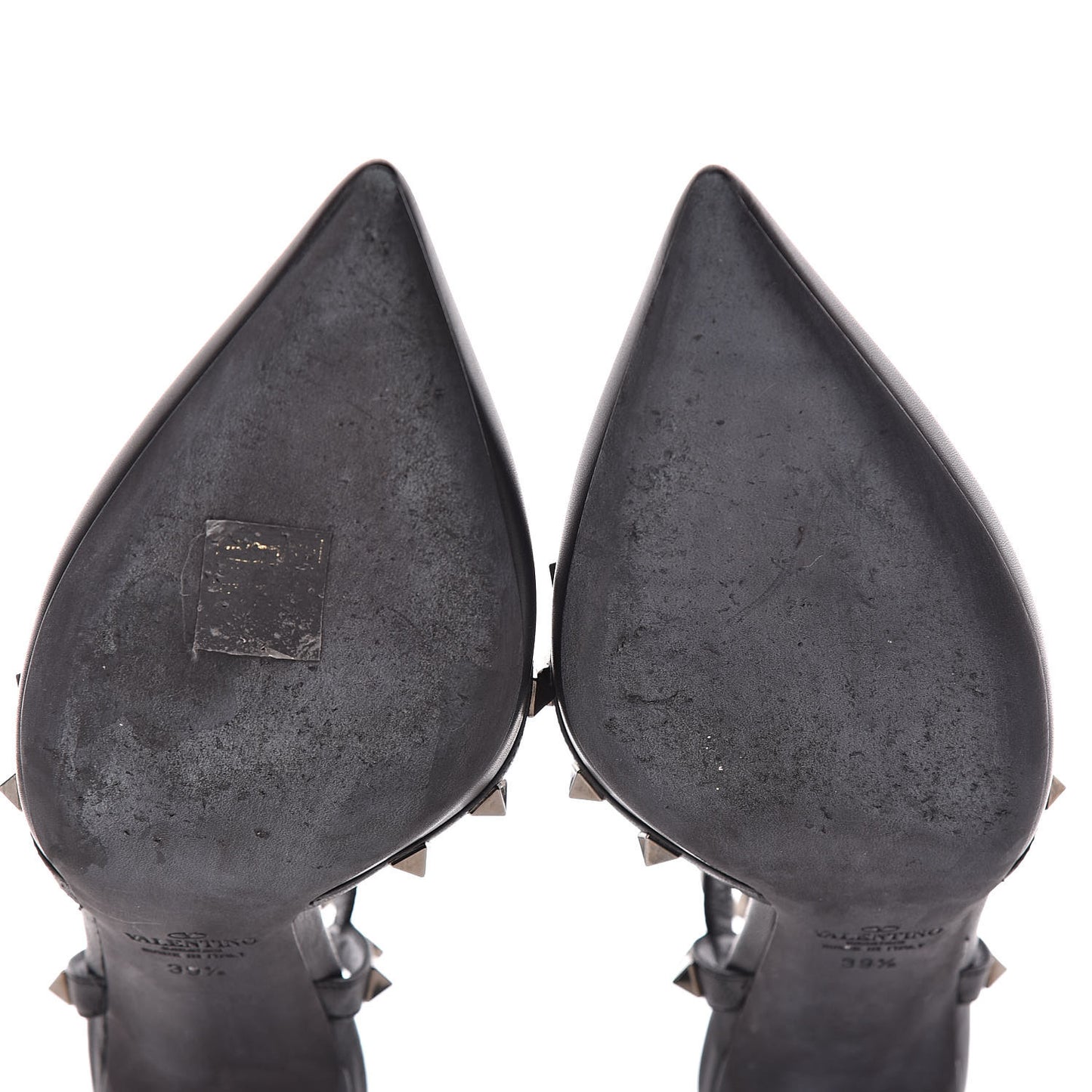 Calfskin Nappa Rockstud Ankle Strap 65mm Pumps 39.5 Black