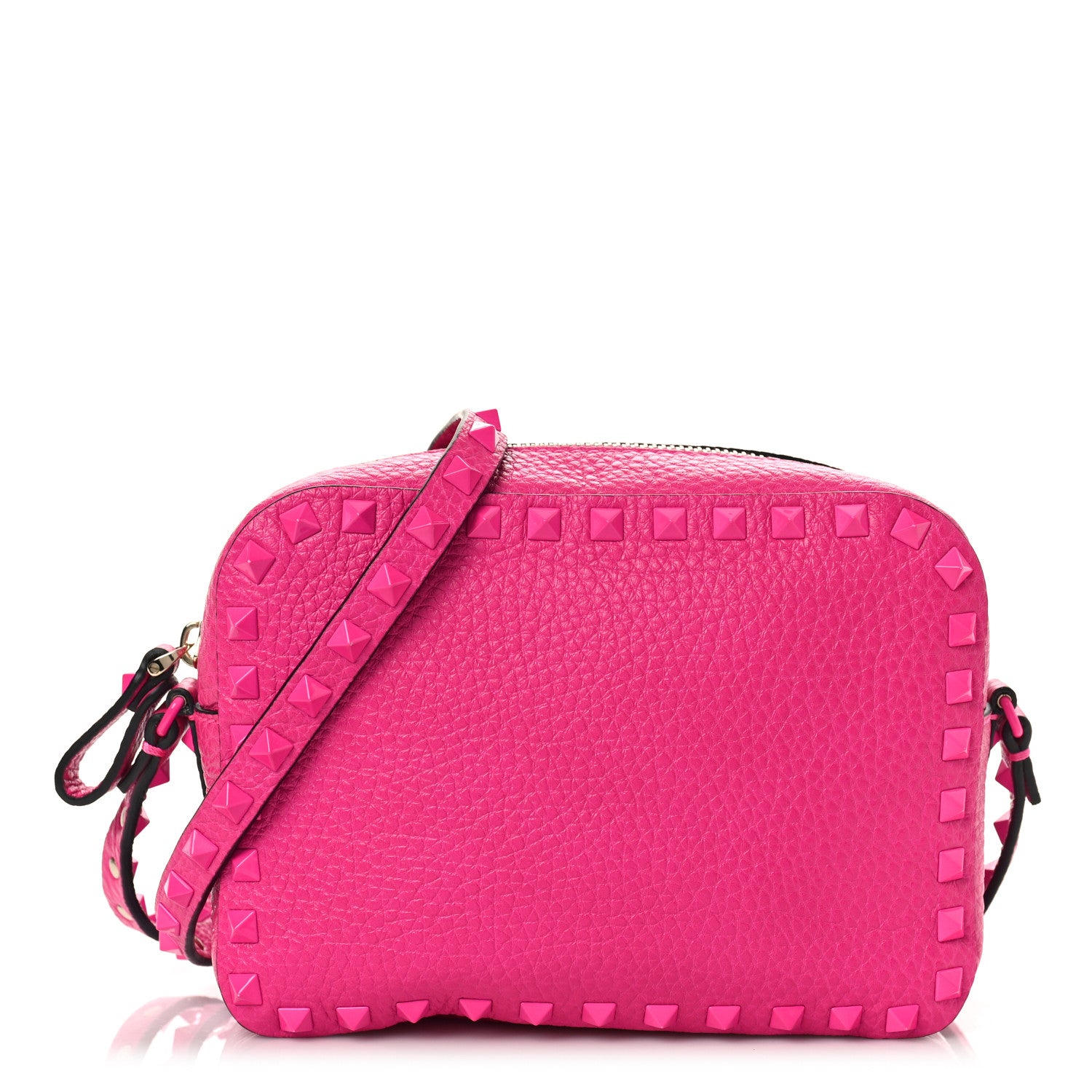 Valentino Garavani Pebbled Calfskin Monochrome Rockstud Camera Crossbody Bag Pink PP 1 of 8